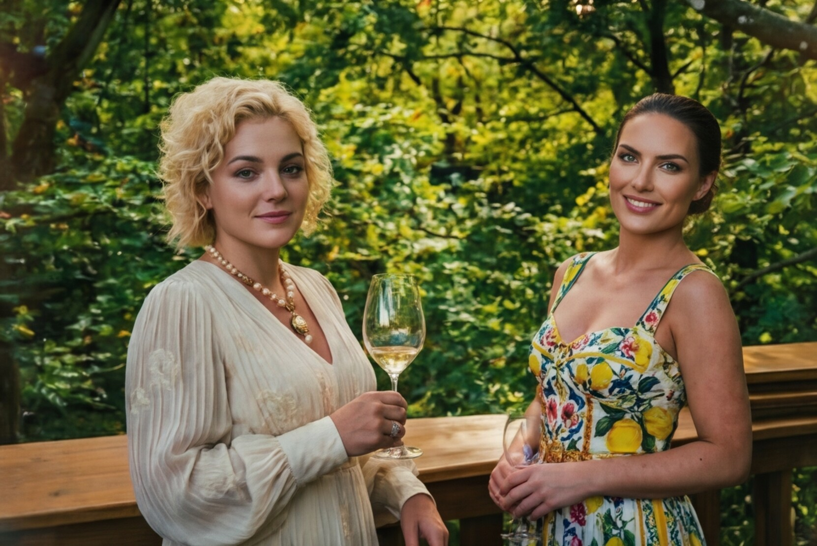 Champagne servi en forêt